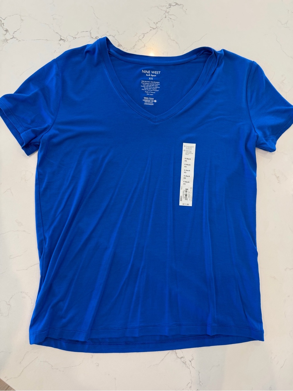 Nine West V-Neck Tee in Royal Blue ( NEVER BEEN WORN)